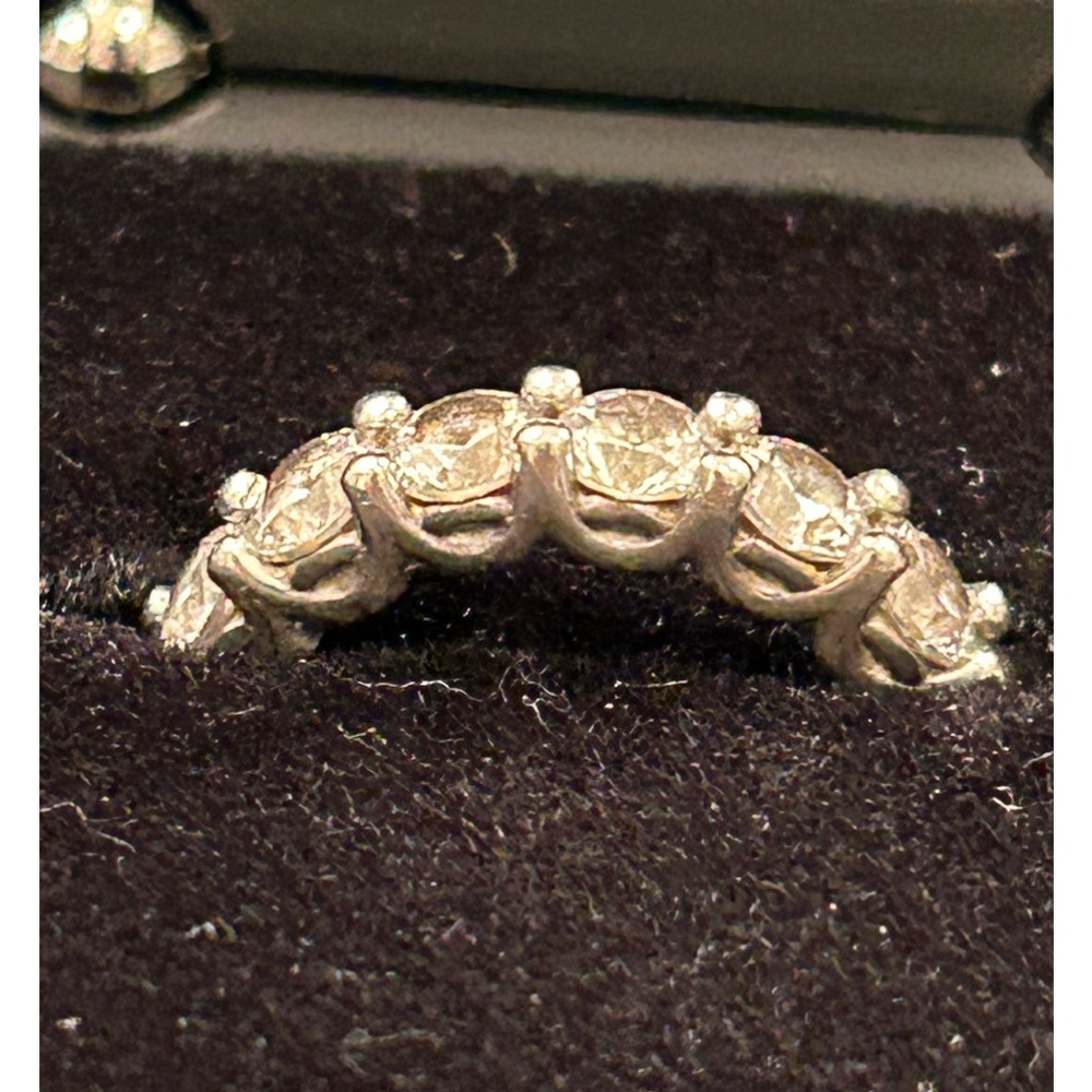 4.00 Eternity wedding anniversary band with REAL diamonds in 14k white gold.